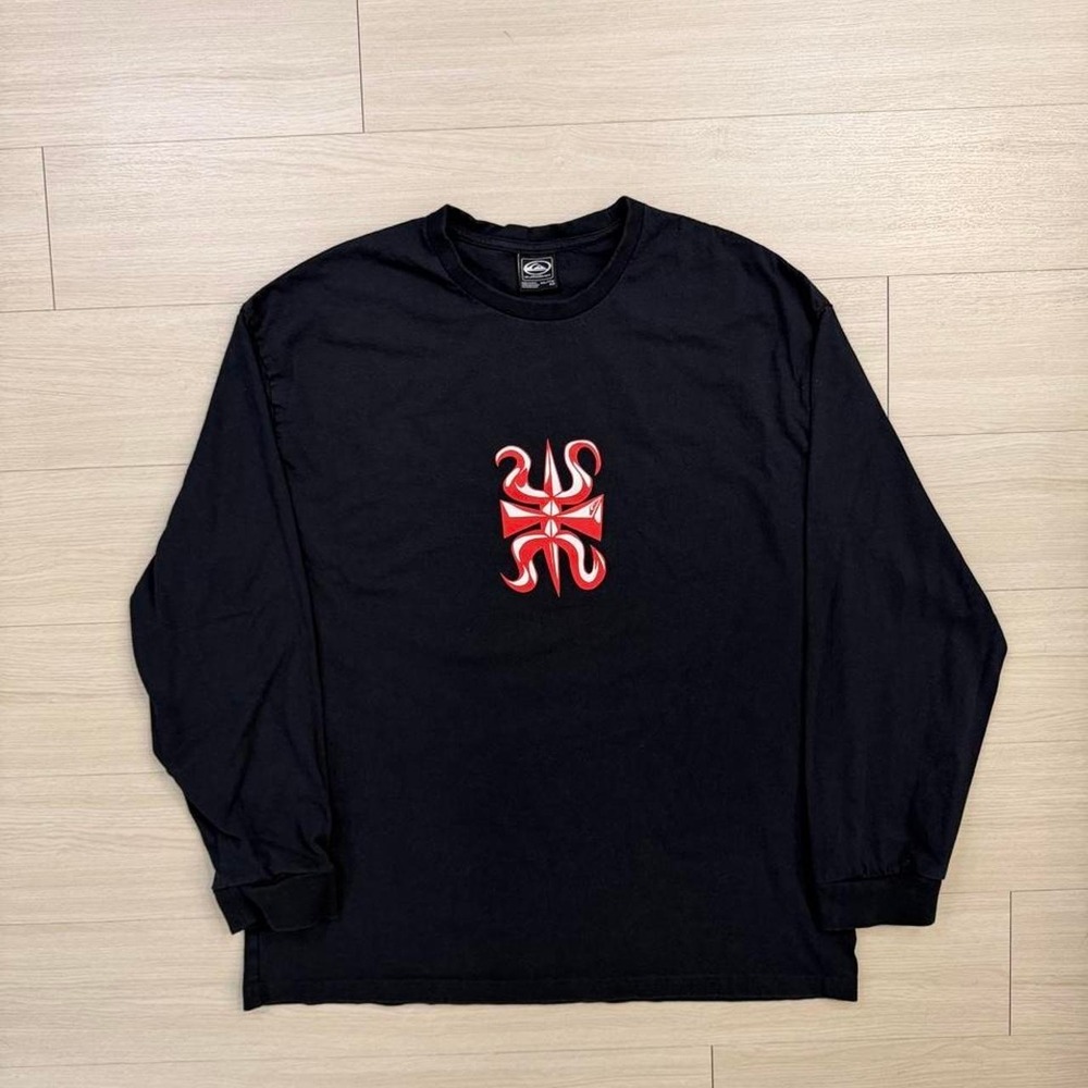 Y2K Quiksilver Black And Red Long Sleeve Shirt Mens Size XXL Surf Skater